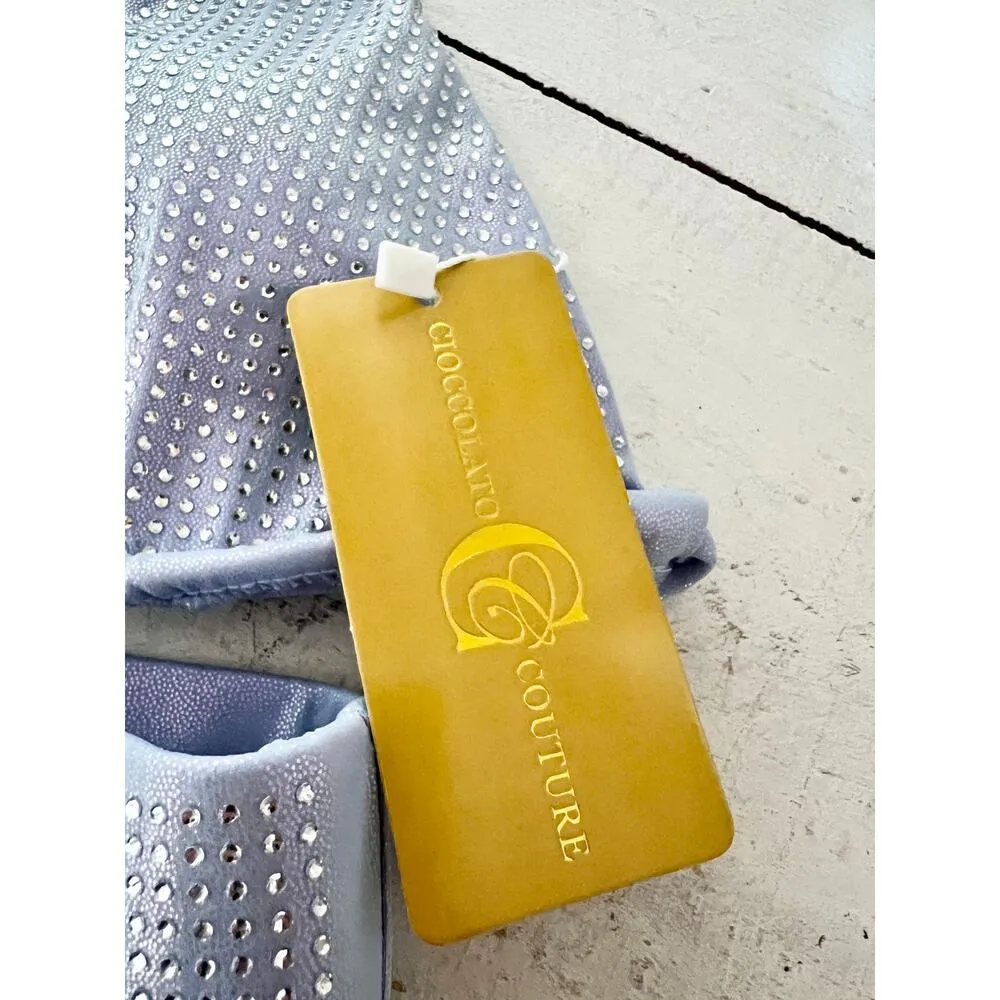 NWT Cioccolato Couture Alina Crystal Bikini Top & Bikini Bottom Set Sky Blue S - Image 4