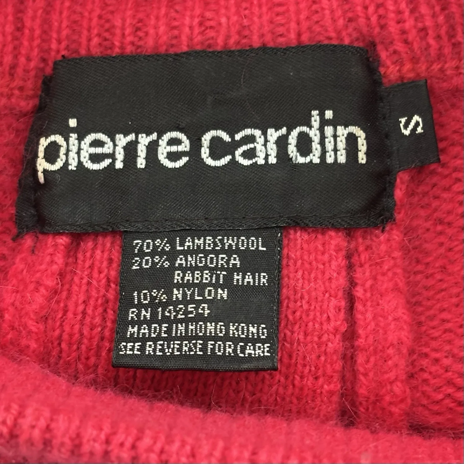 Vintage 80s Pierre Cardin Size S Red Wool Angora Button Sweater Shoulder Pads - Image 2