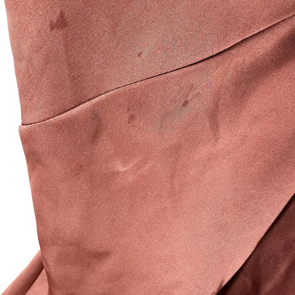 Revelry Kimora Satin Dress Lace Up Back Bridal Cowl Neck Wedding Copper Brown 0 - Image 6