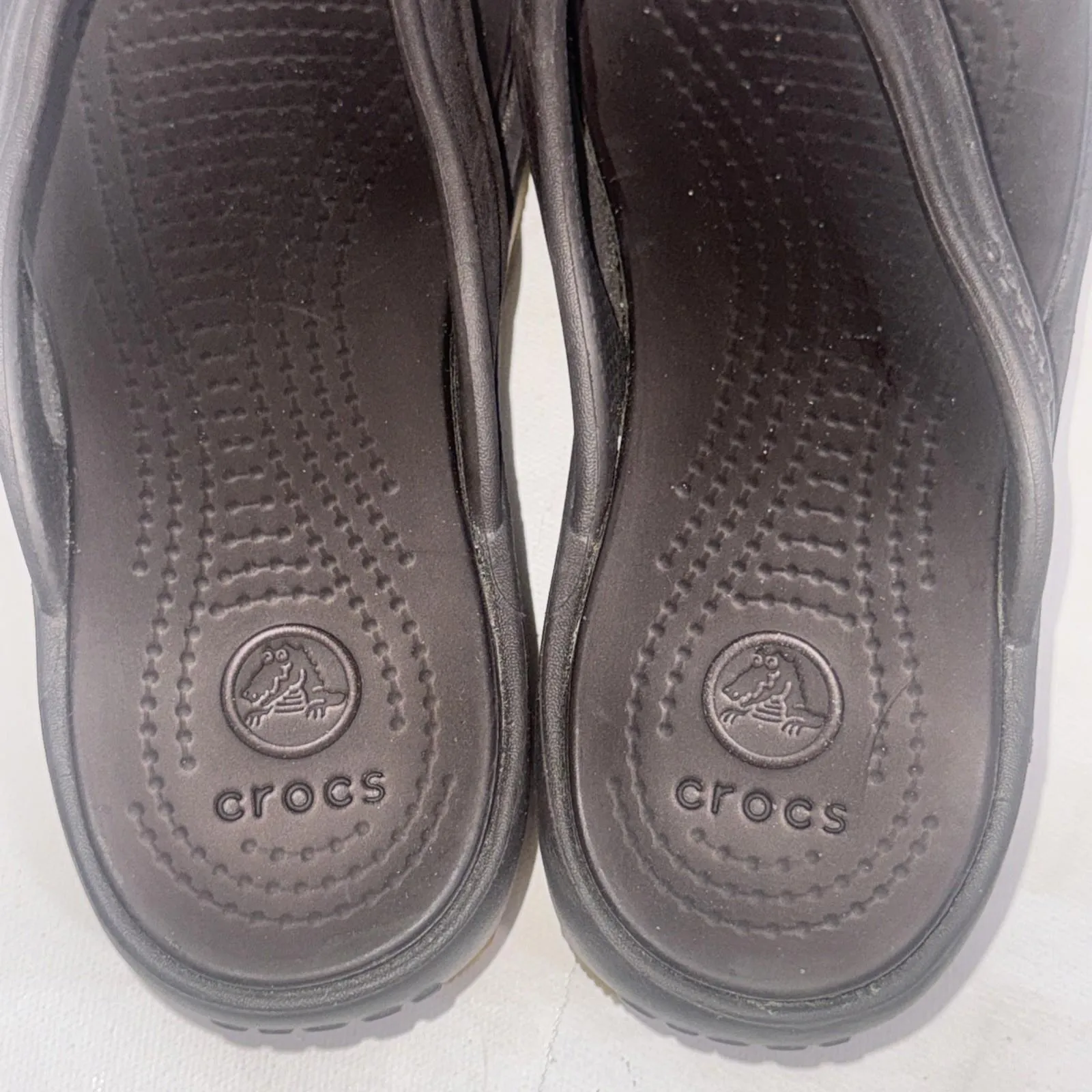 Crocs Brown Tan Classic Platform Retro Gorpcore Waterproof Wedge Flip Flops Sz 6 - Image 7