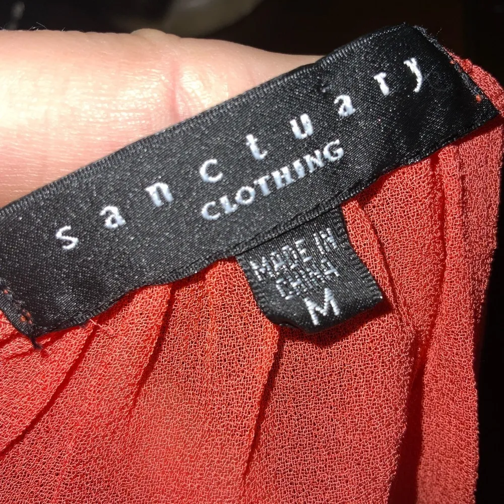 Sanctuary Peachy Orange Off Shoulder Semi-Sheer 3/4 Sleeve Flowy Loose Fit Top M - Image 10