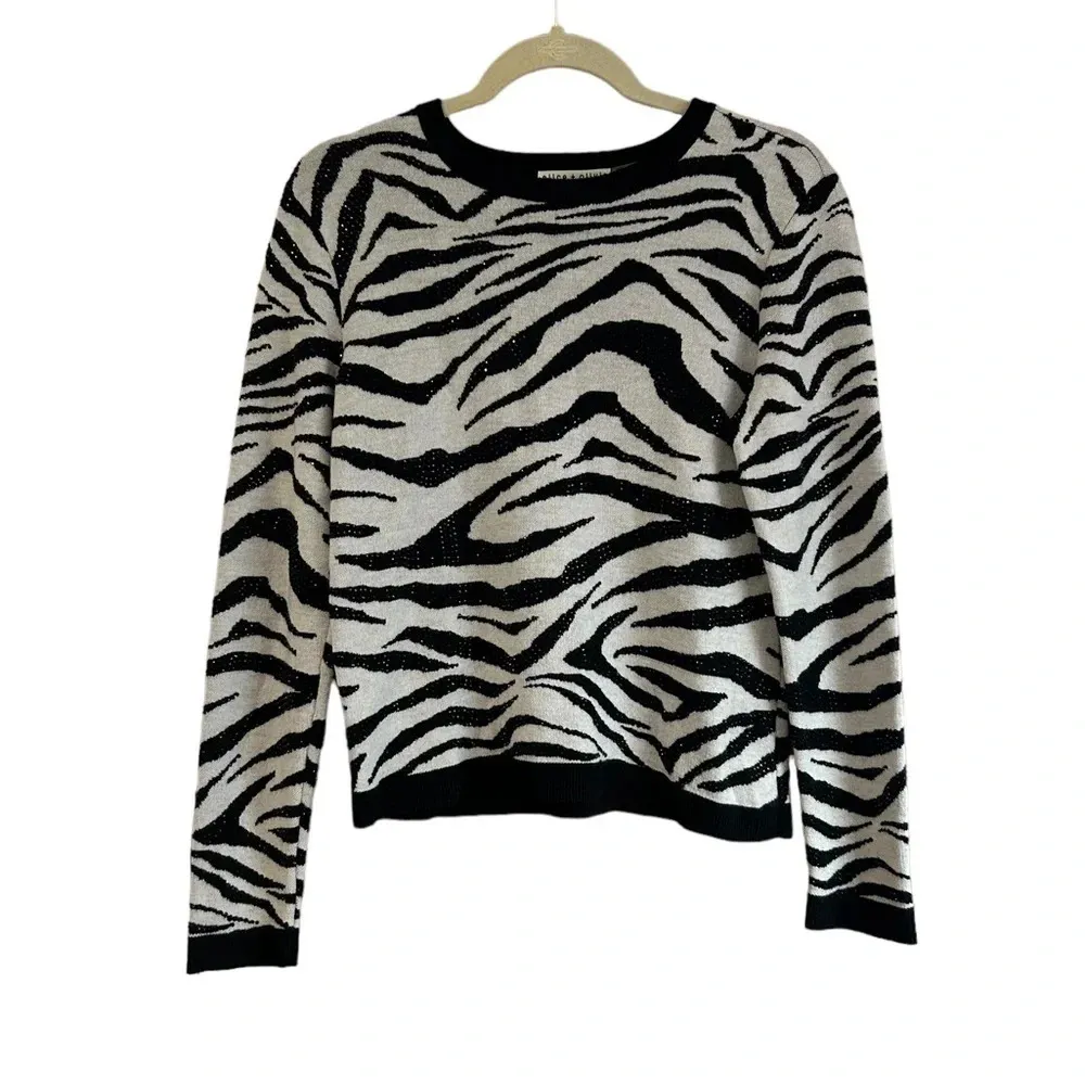 ALICE + OLIVIA ZEBRA WOOL BLEND SWEATER - Image 3