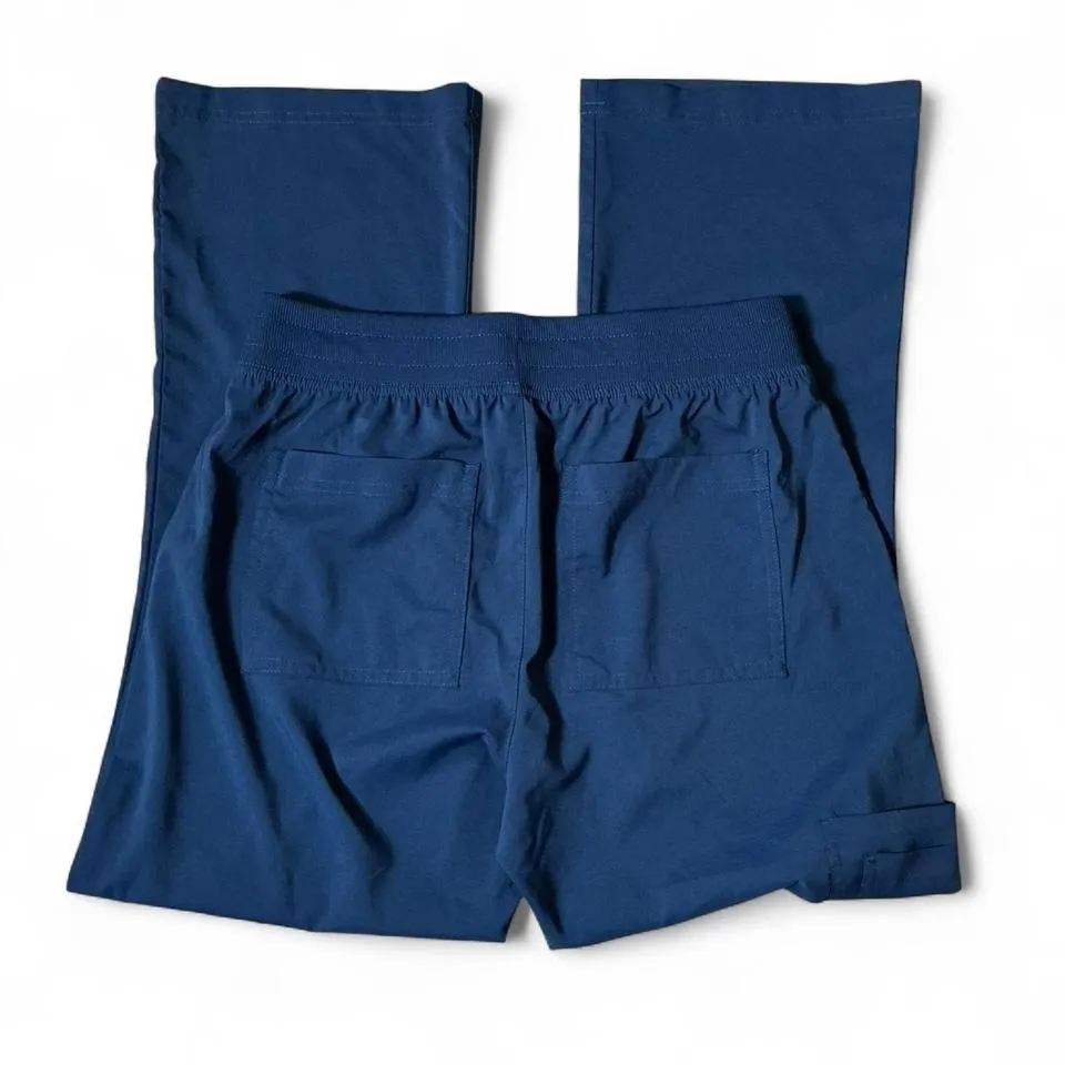 Koi Basics Women Navy Blue Petite Flare Scrub Pants Size Small Medical - Image 2