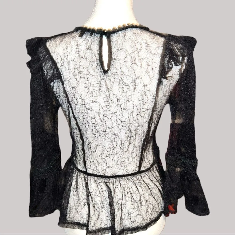 Blashe sheer lace goth style blouse! Black Size M - Image 6