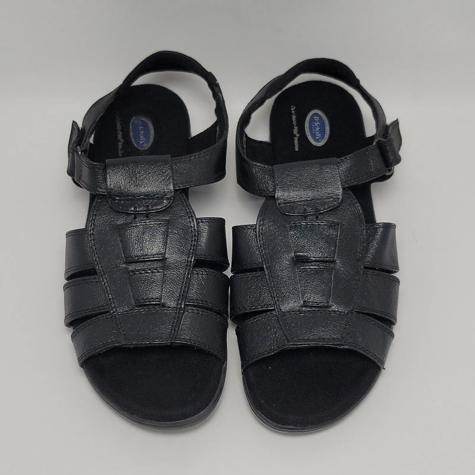 Dr Scholls Womens Double Air Pillow Fisherman Slingback Black Leather Sandals 10 - Image 3