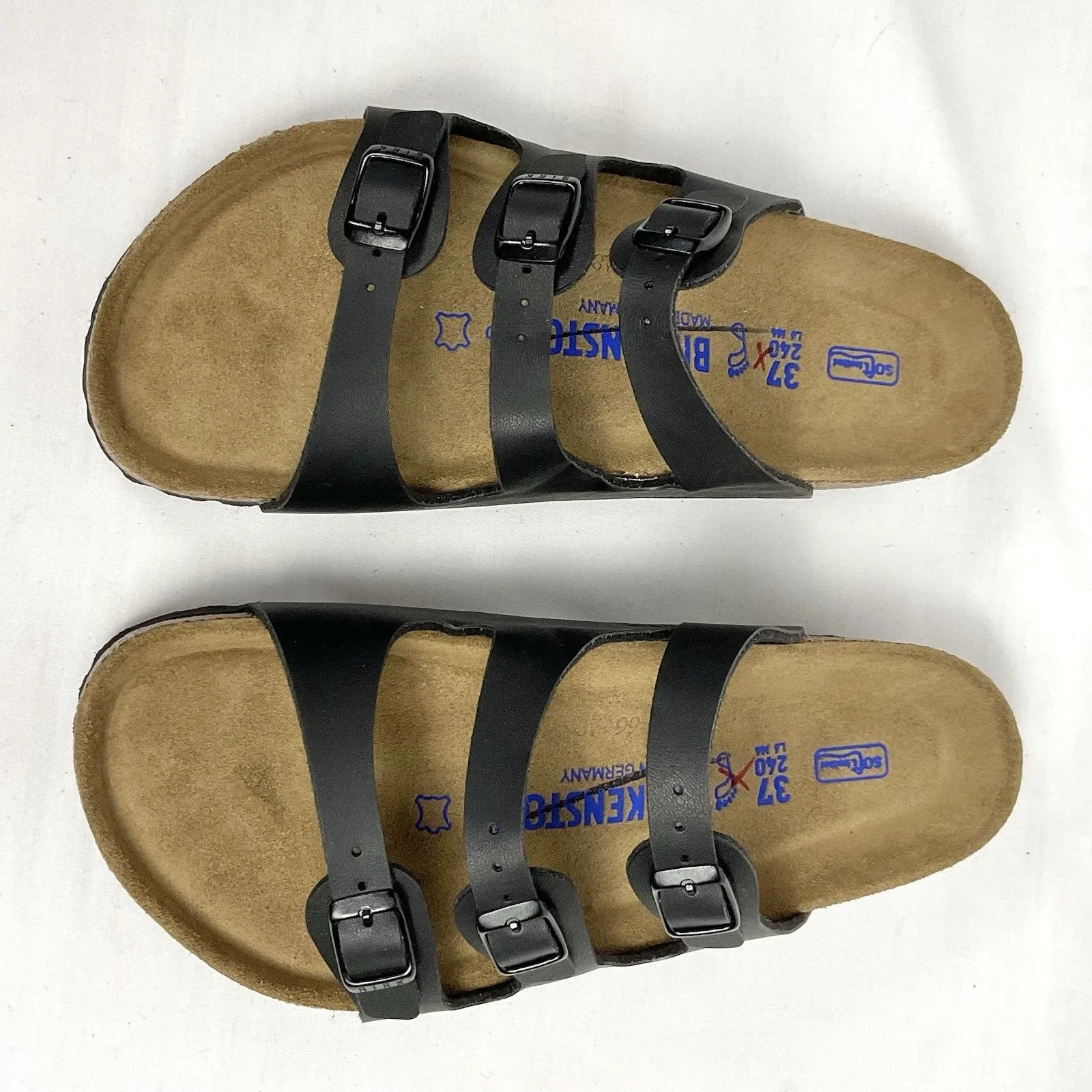 Birkenstock Florida Birko-Flor Womens Sz 6 Black Walking Outdoor Sandals Sz 37 - Image 4