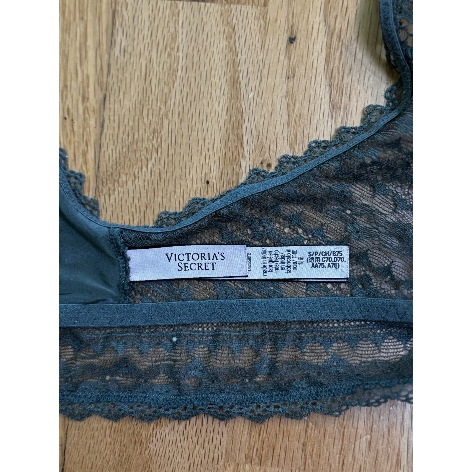 Victoria’s Secret Teal Green Blue Lace Lined Bralette Front Snap Size S - Image 6