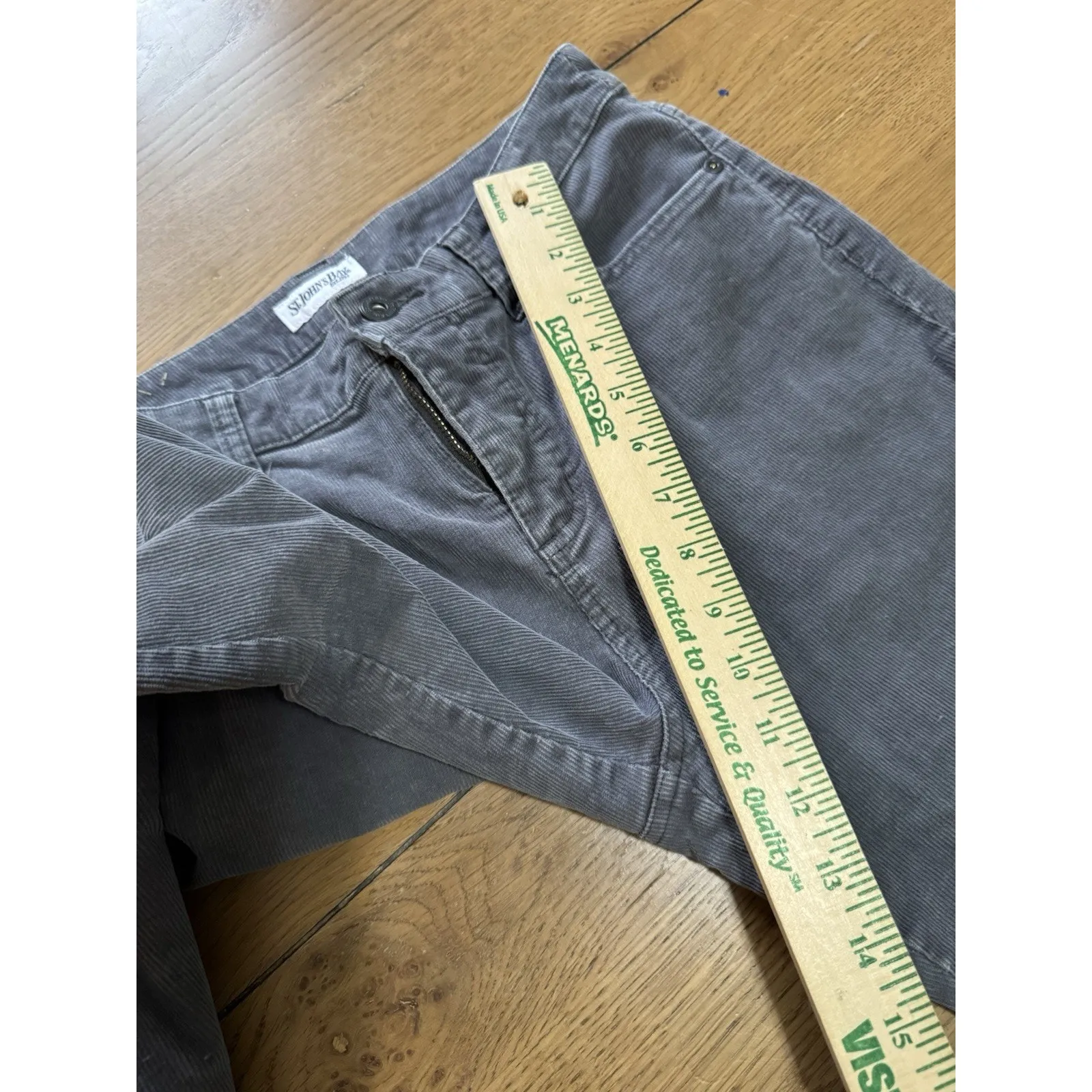 ST JOHNS BAY Womens Size 8p Petite Gray Straight Bootcut Corduroy Pants Casual - Image 5