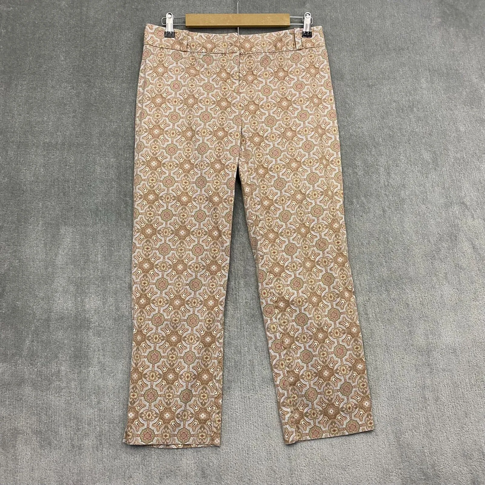 Talbots Womens Pants 10P Beige Floral Signature Pockets Straight Leg Cotton - Image 3