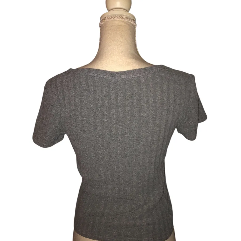 Volcom  Charcoal V-Neck Ribbed Cut-Off Tee - Image 4