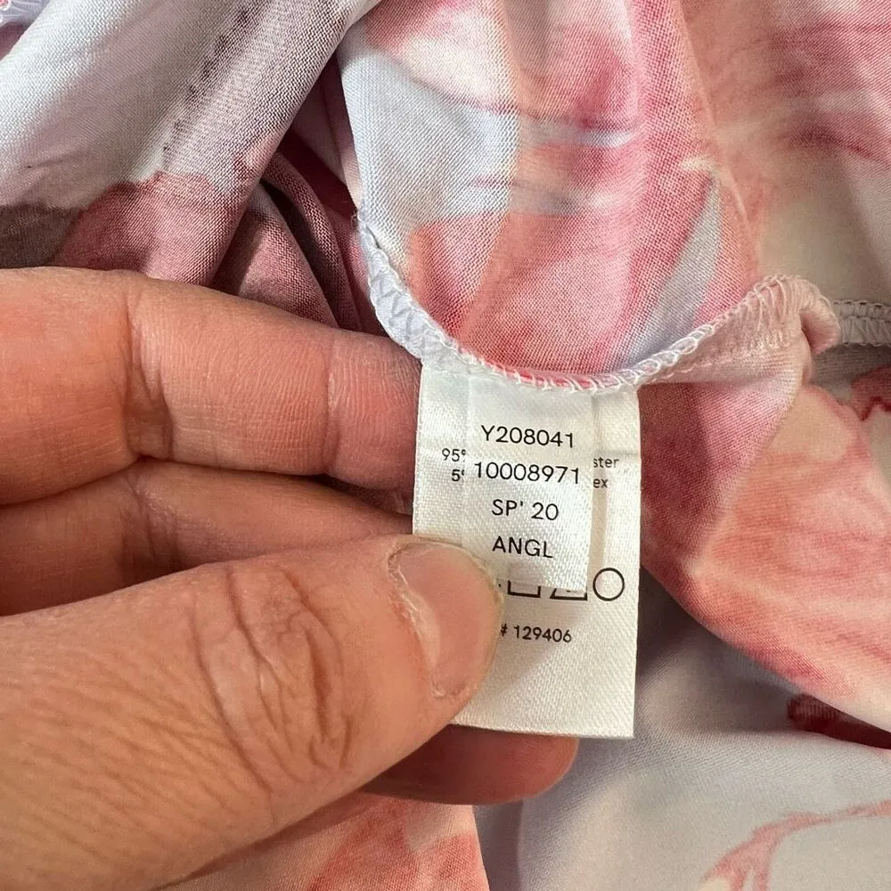 Venus light blue floral short puff sleeve grommet cutout waist summer party dres - Image 10