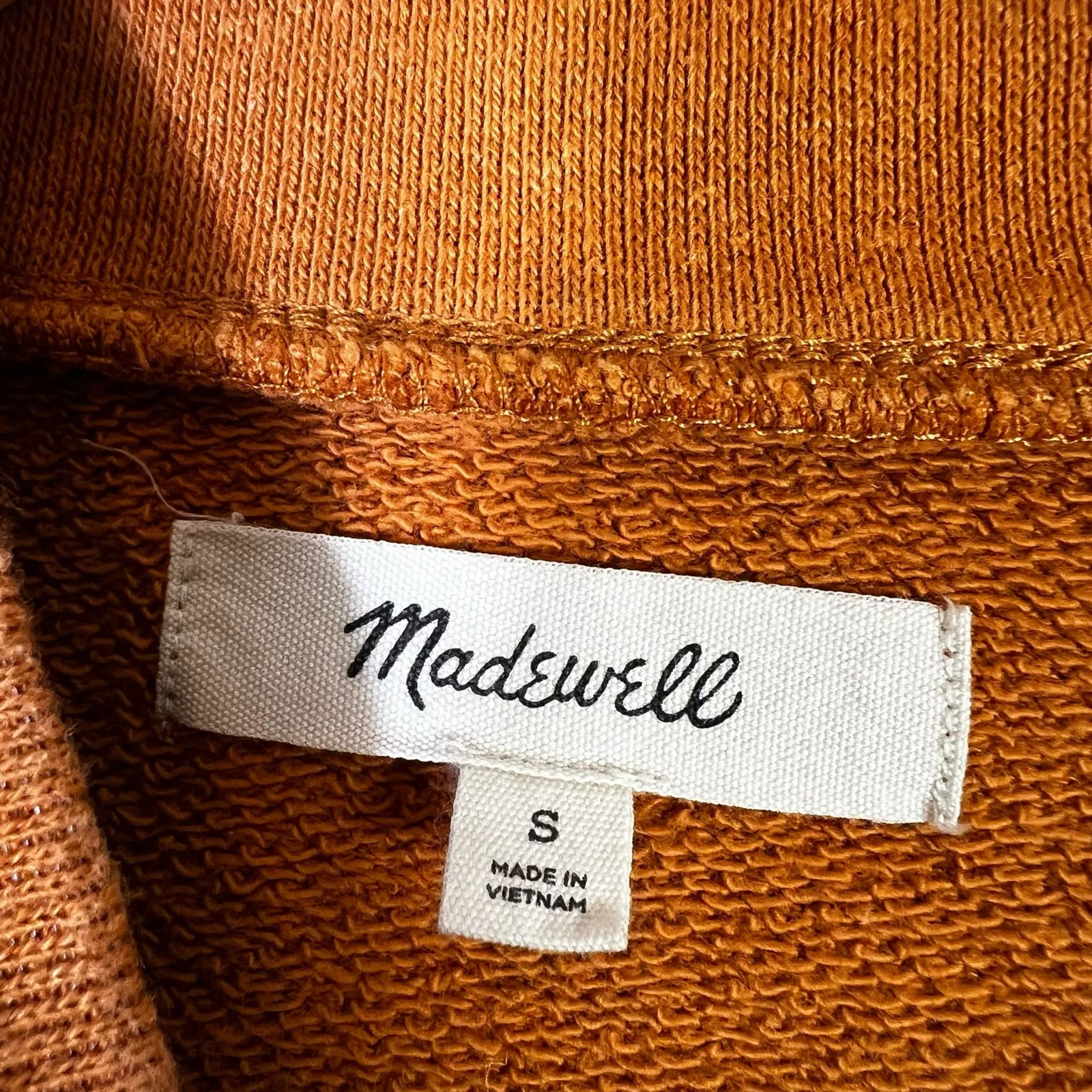 Madewell Mock Neck Sweatshirt Womens S Orange Cotton Hemp Clean Girl Minimalist - Image 5