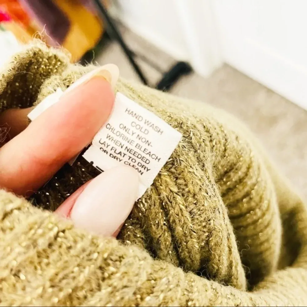 Ann Taylor LOFT Glitter Metallic‎ Thread Cowlneck Turtleneck Sweater Size Large - Image 9