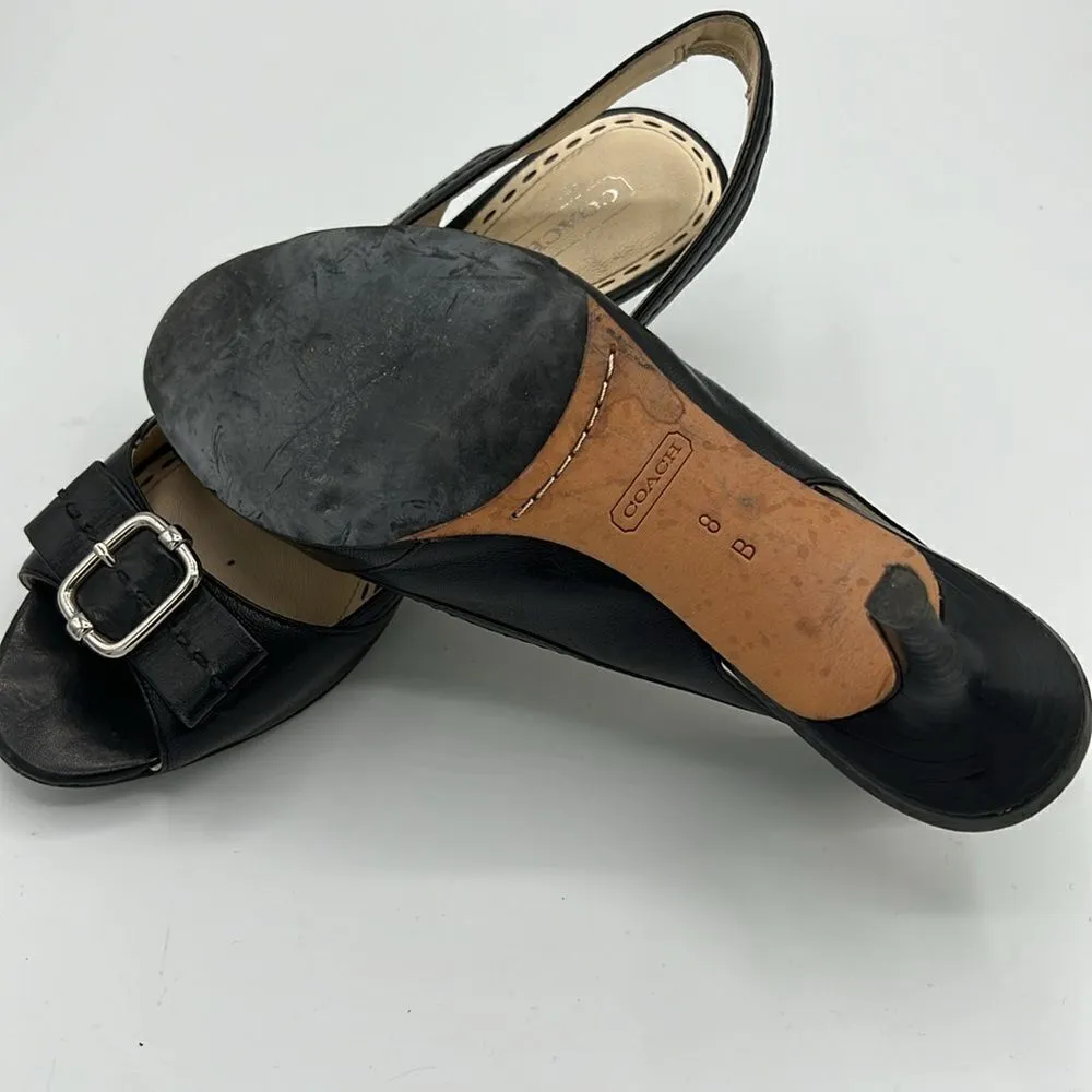 Coach Miranda Open Toe Slingbacks - Black -  Size 8B B37 - Image 9