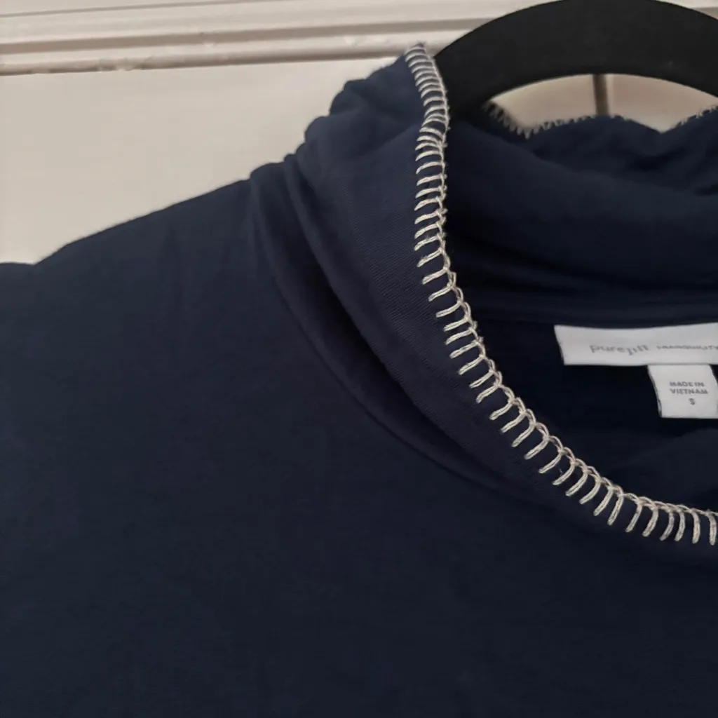 J. Jill Pure Jill Women Tranquility Fleece Whipstitched Mock Neck Top Size Small - Image 3
