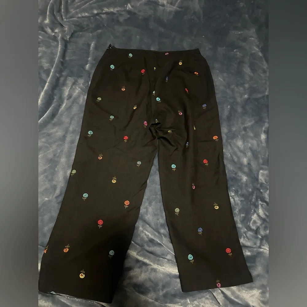 NWOT Vintage Peter Martin Embroidered Pants Black Size 10 - Image 7