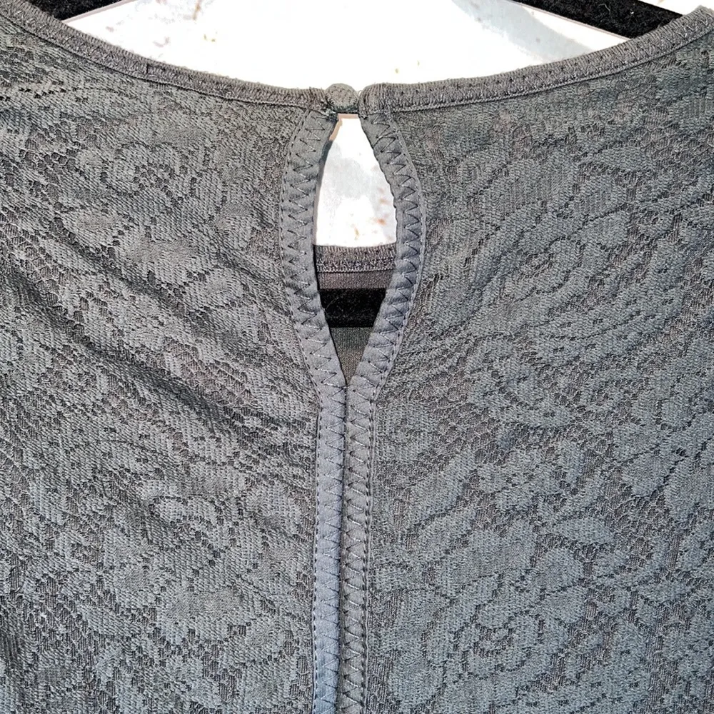 Zara Collection crew neck lace overlay short sleeve mini dress green fitted Med - Image 6