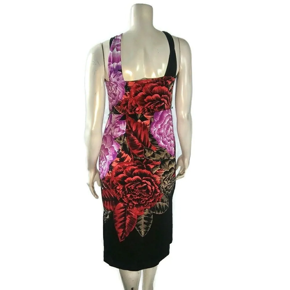 T Tahari Floral Halter Crisscross Neckline Women’s Dress 10 Side Slit Mod Praire - Image 6