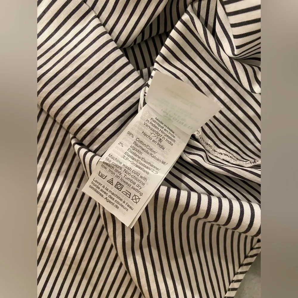 J. Crew Size S Black White Stripe Long Sleeve V Neck Collared Popover Tunic Top - Image 7