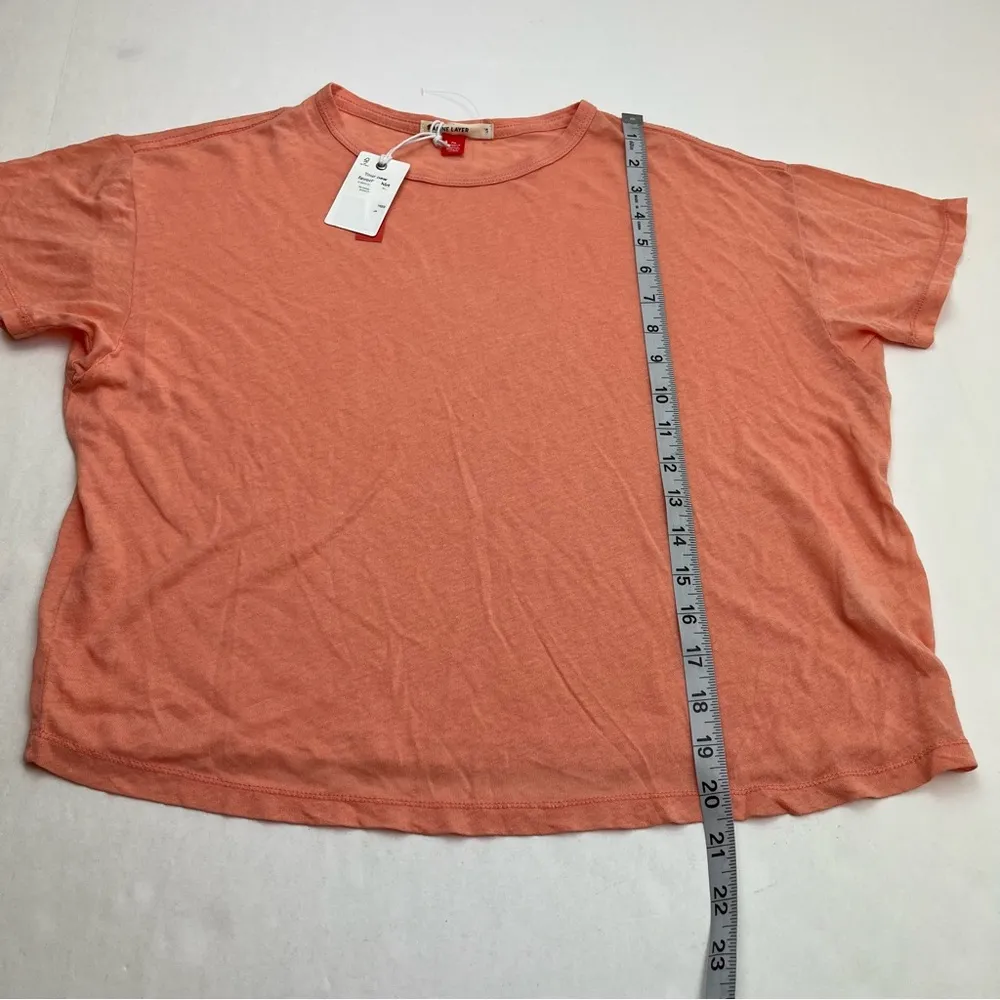 Marine Layer Hemp Cotton Blend Top Short Sleeve Shirt Women Size Small Peach NEW - Image 7