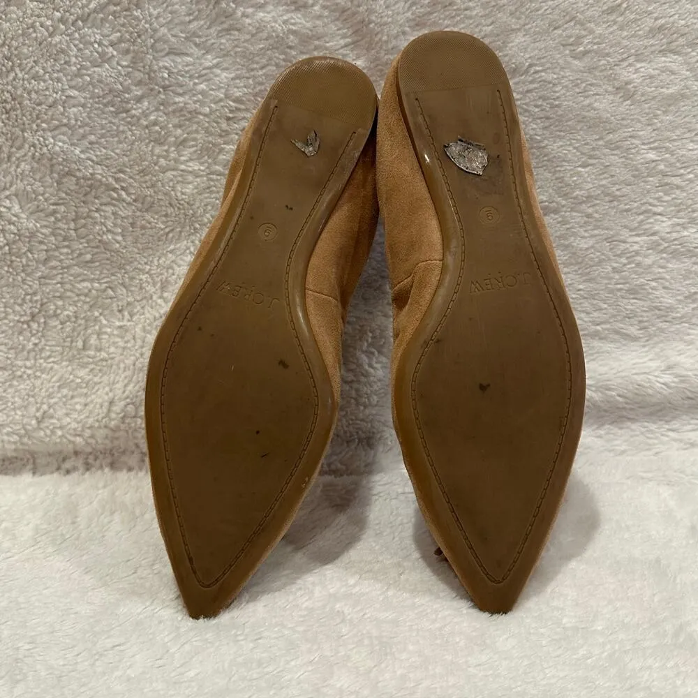 Women's J. Crew Tan Suede Tassel Ballet Flats sz 9 - Image 4
