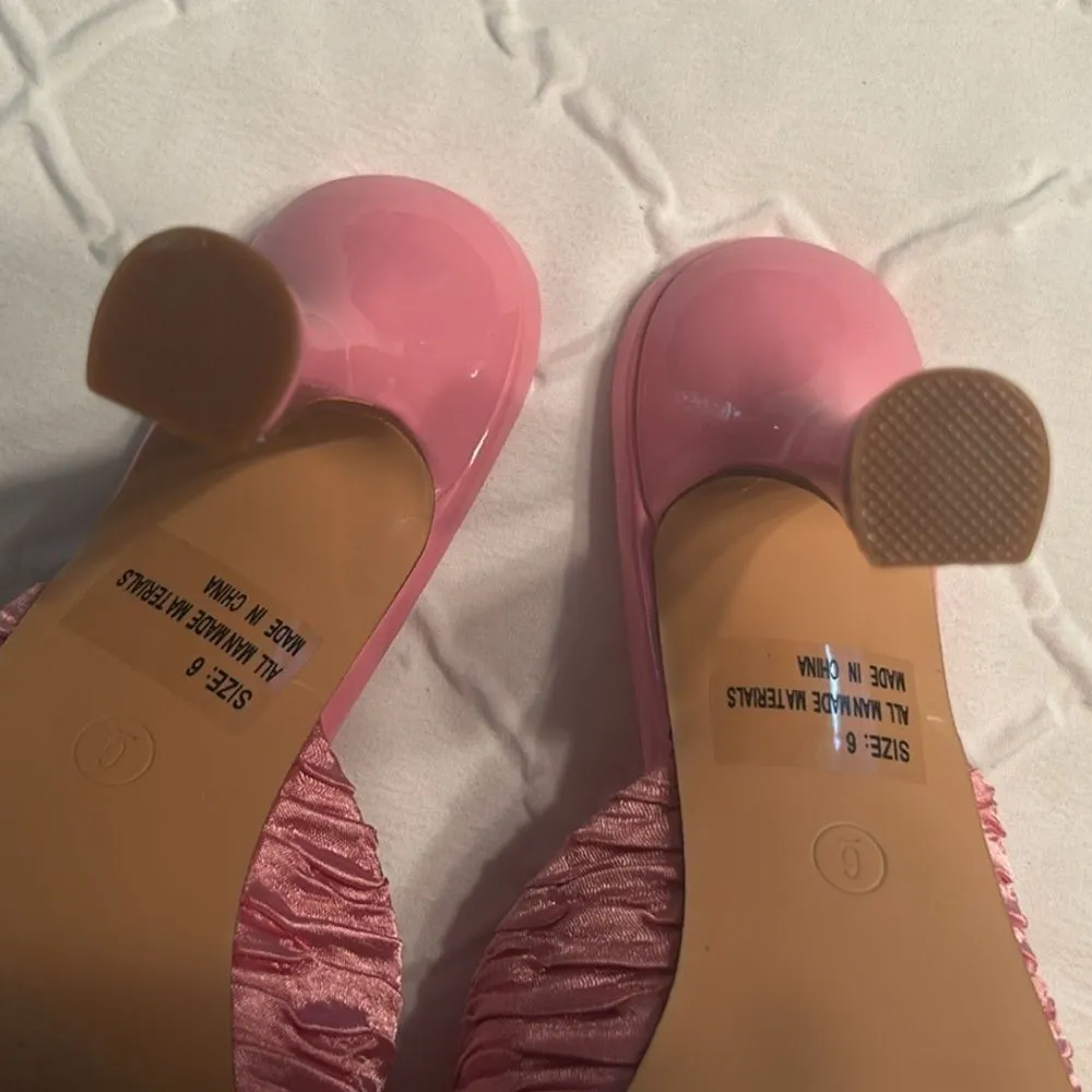 Lulus Rose Pink Satin Textured Bow High Heel
Mules(Size 6) Pink - Image 8