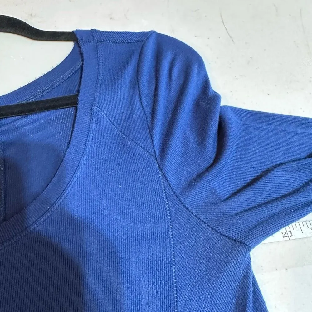 Free People Women's January Ribbed Scoop Neck Long Sleeve‎ Tunic Top Navy Medium - Image 10