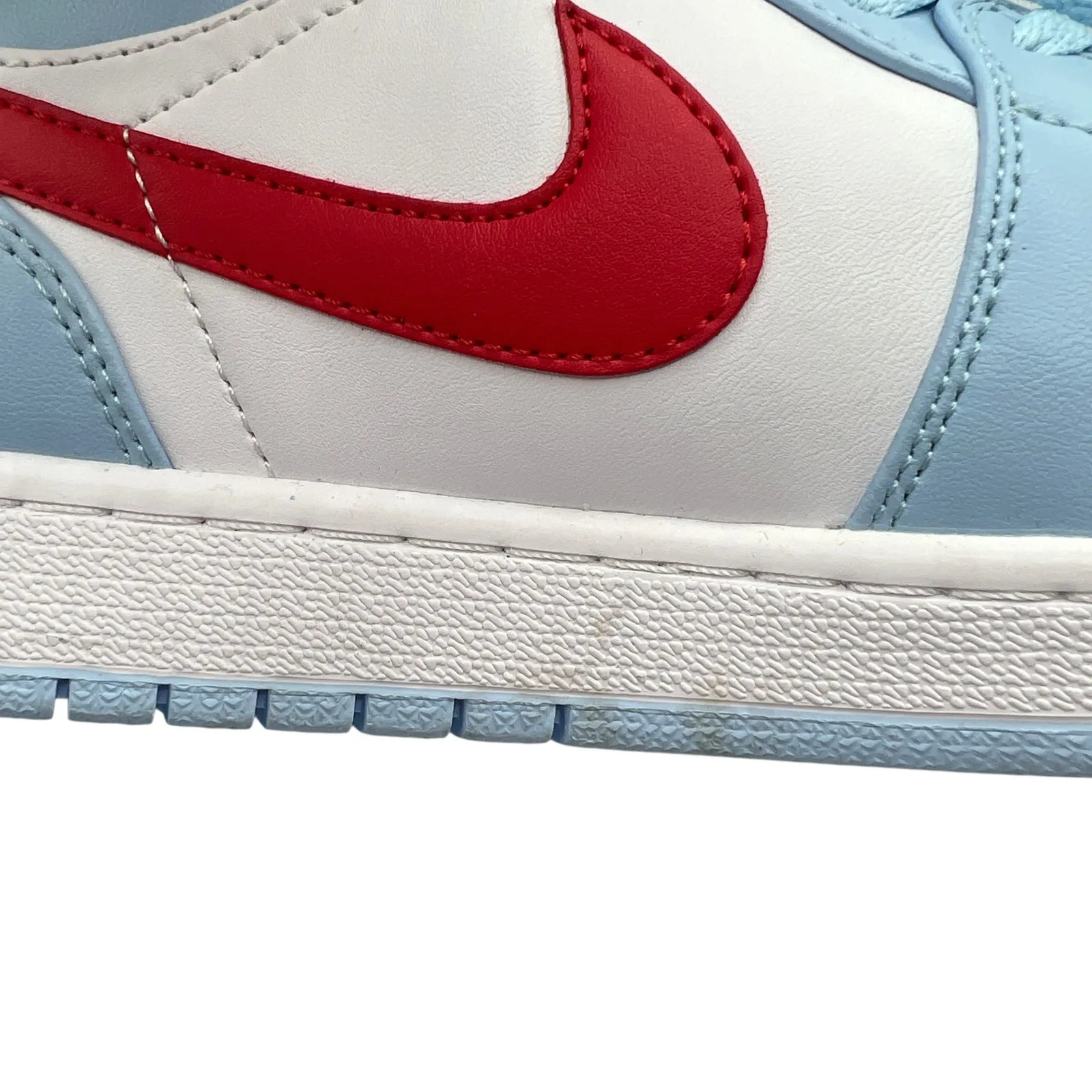Nike Air Jordan 1 Low Blue Red White Leather Swoosh Womens 11 DC0774-164 Sneaker - Image 7