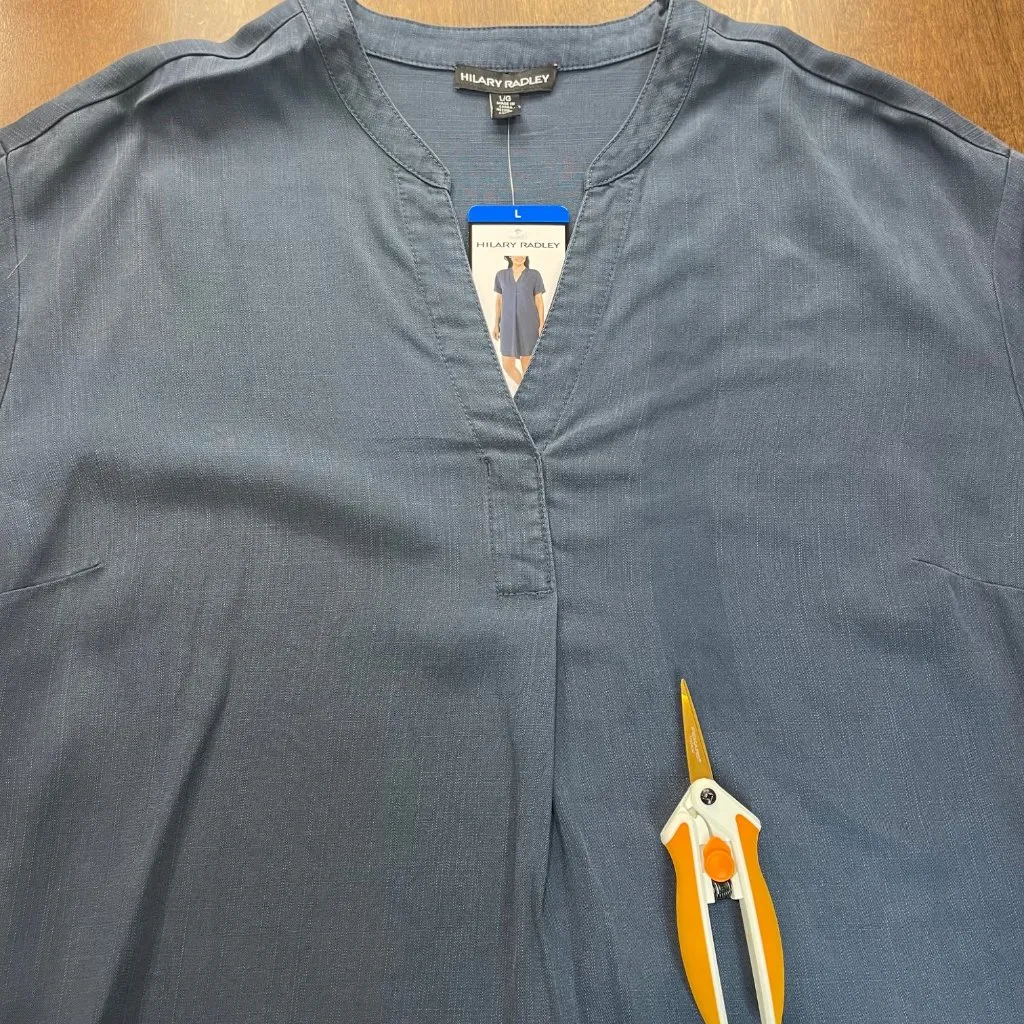 Hilary Radley Shift Dress Womens Size Large Blue Tencel Lyocell Pockets Mini NWT - Image 10