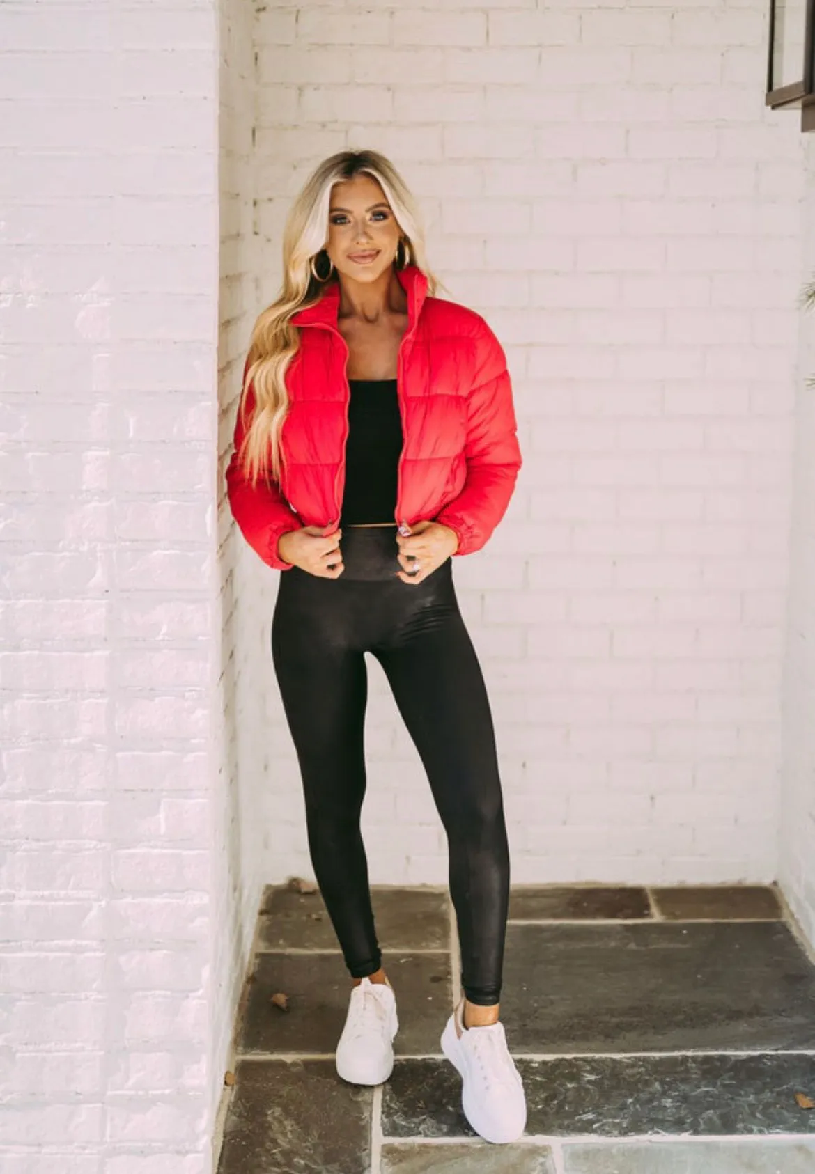 These Three Boutique red puffer jacket - Image 4