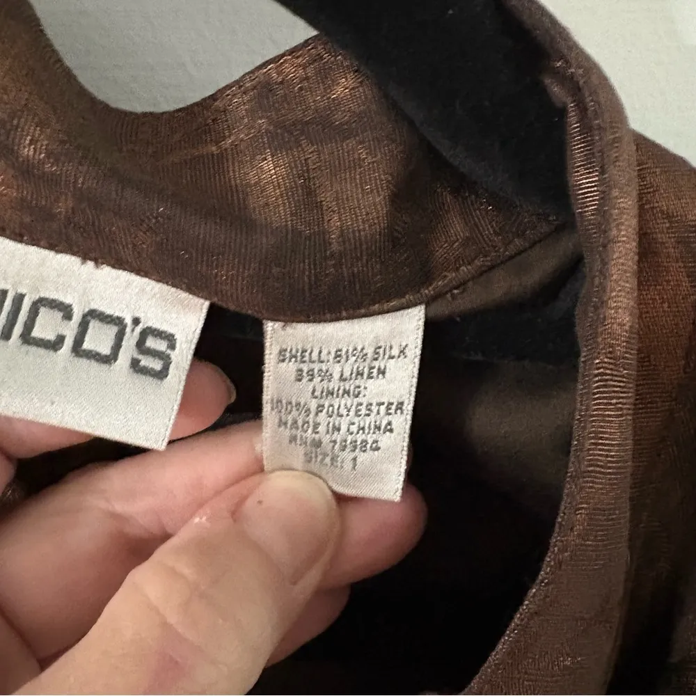 Chico’s Lightweight Linen Silk Blend Bronze Jacket. Size 1 - Image 15