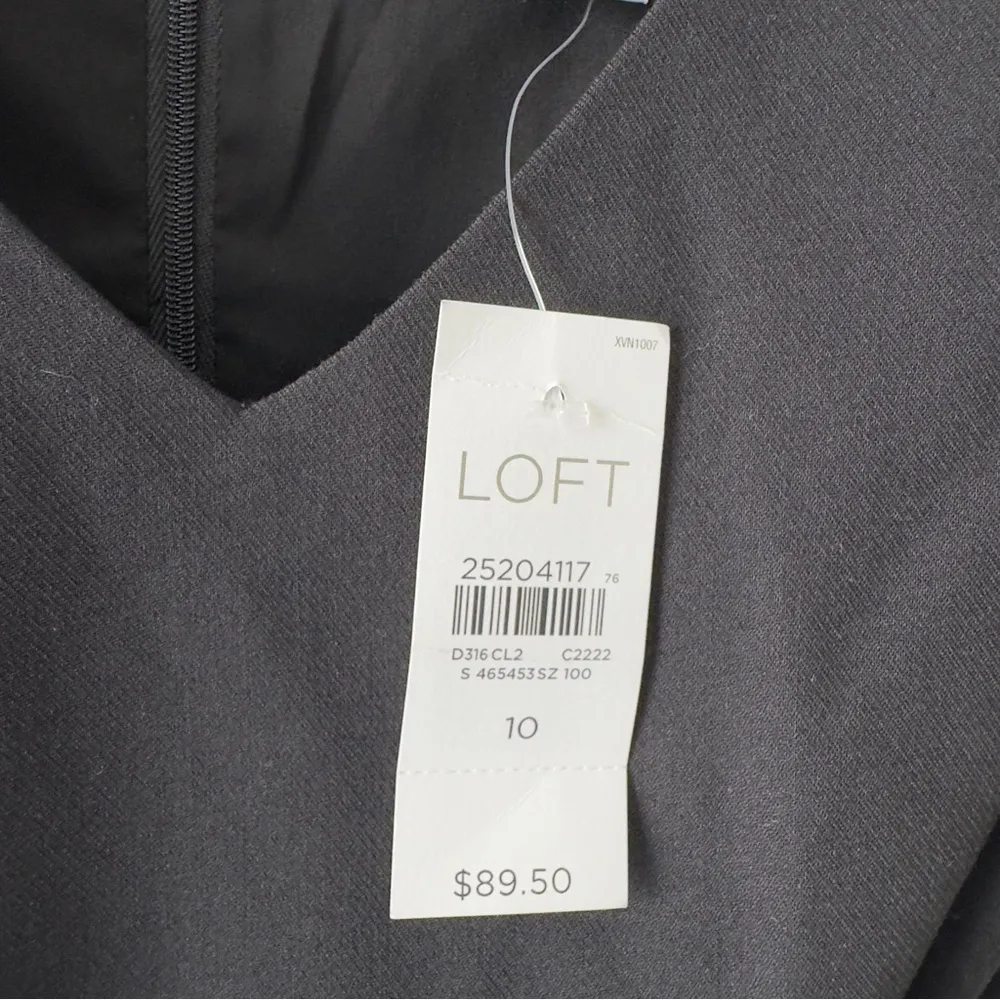 LOFT Black A-Line Mini Dress V-Neck Sleeveless Solid Minimalist Business Casual - Image 7