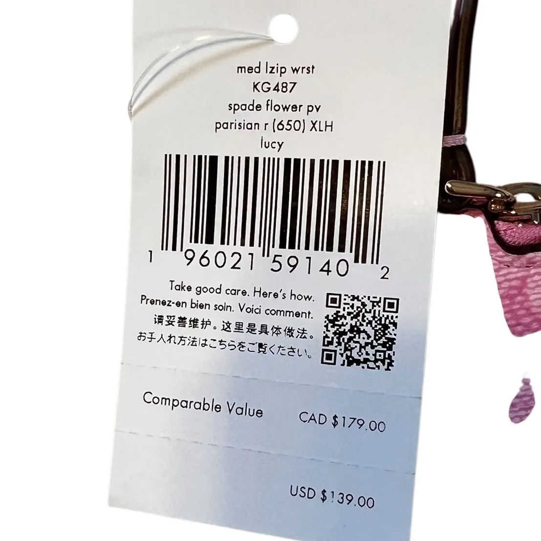 Kate Spade Spade Flower Med Zip Wristlet Pink Jacquard NWT $139 - Image 5