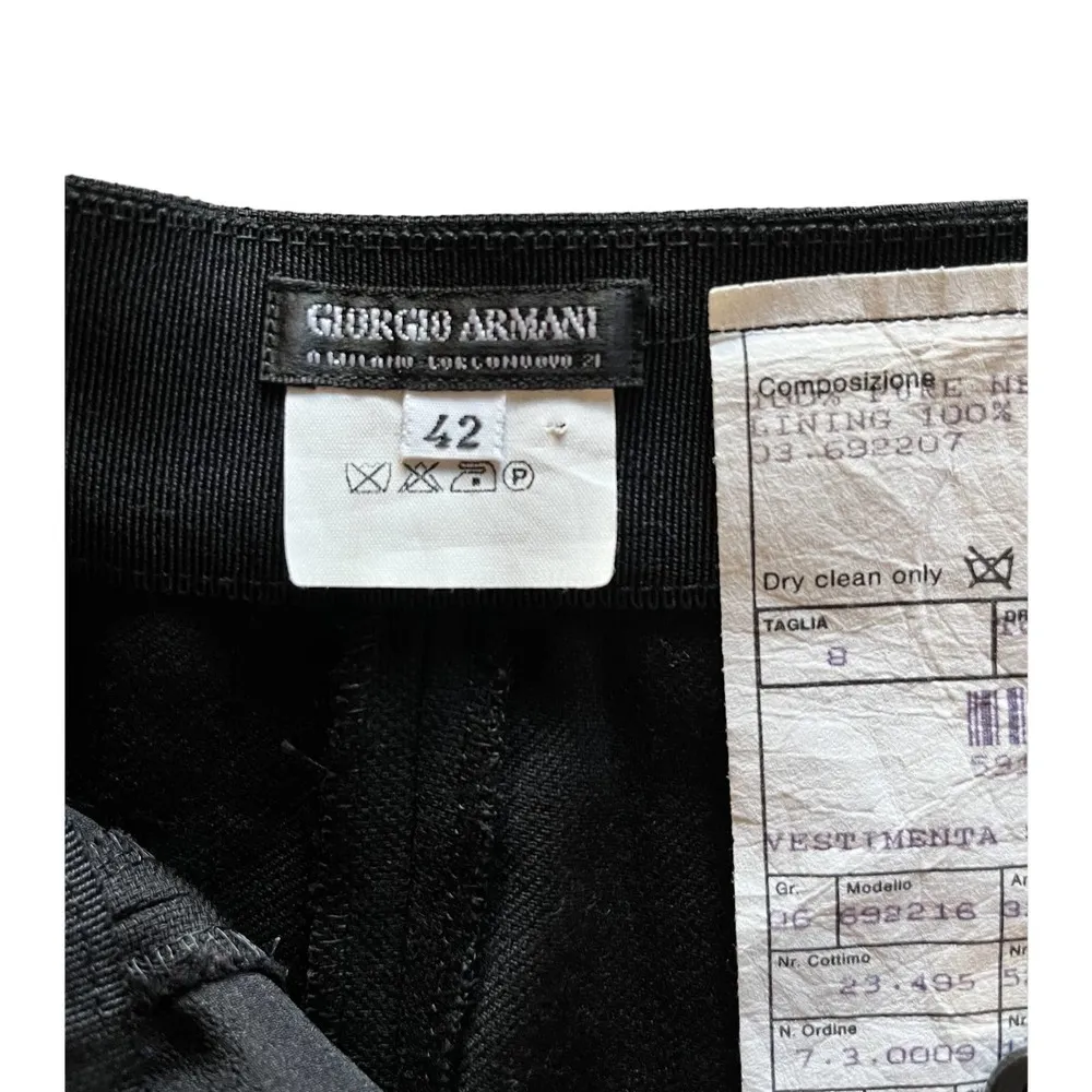 GIORGIO ARMANI Wool High Rise Pant Trousers Ribbon Trim Designer Italy 42/8 EUC - Image 6