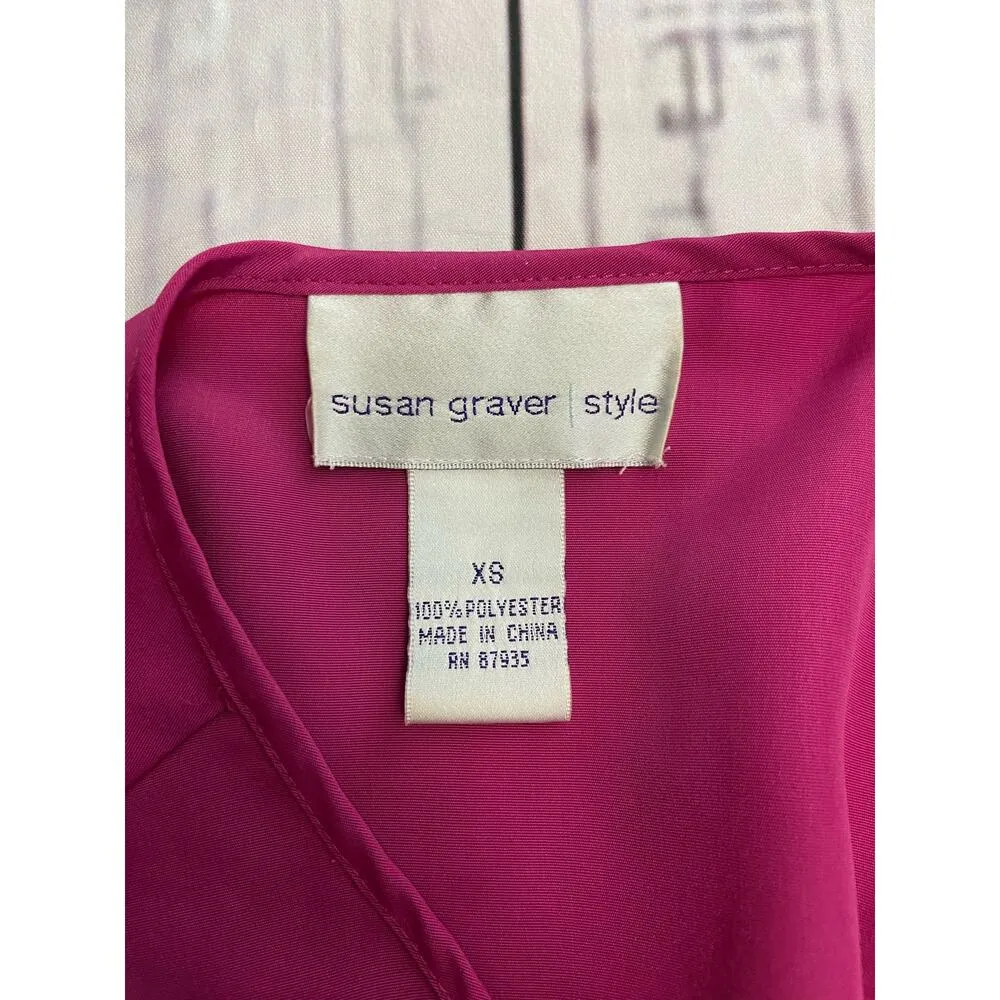 Susan Graver Style Sleeveless Blouse Womens XS V Neck Pink Cami Tank Shell - Image 5