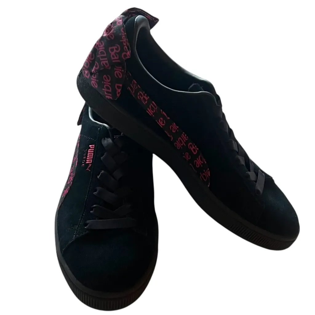 Puma x Barbie 50 Year Anniversary Colab Black Suede Sneakers Size 8 - Image 6