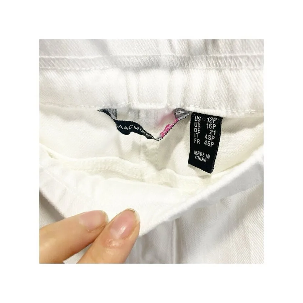 Isaac Mizrahi Live! Size 12P White Denim Stretch Jean Jeggings Raw Hem Pull On - Image 5