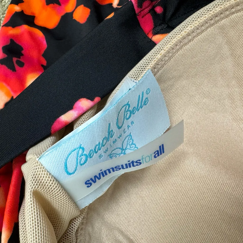 Swimwear For All Beach Belle Swimwear Black Floral Tankini Bra Top Size 22 - Image 3