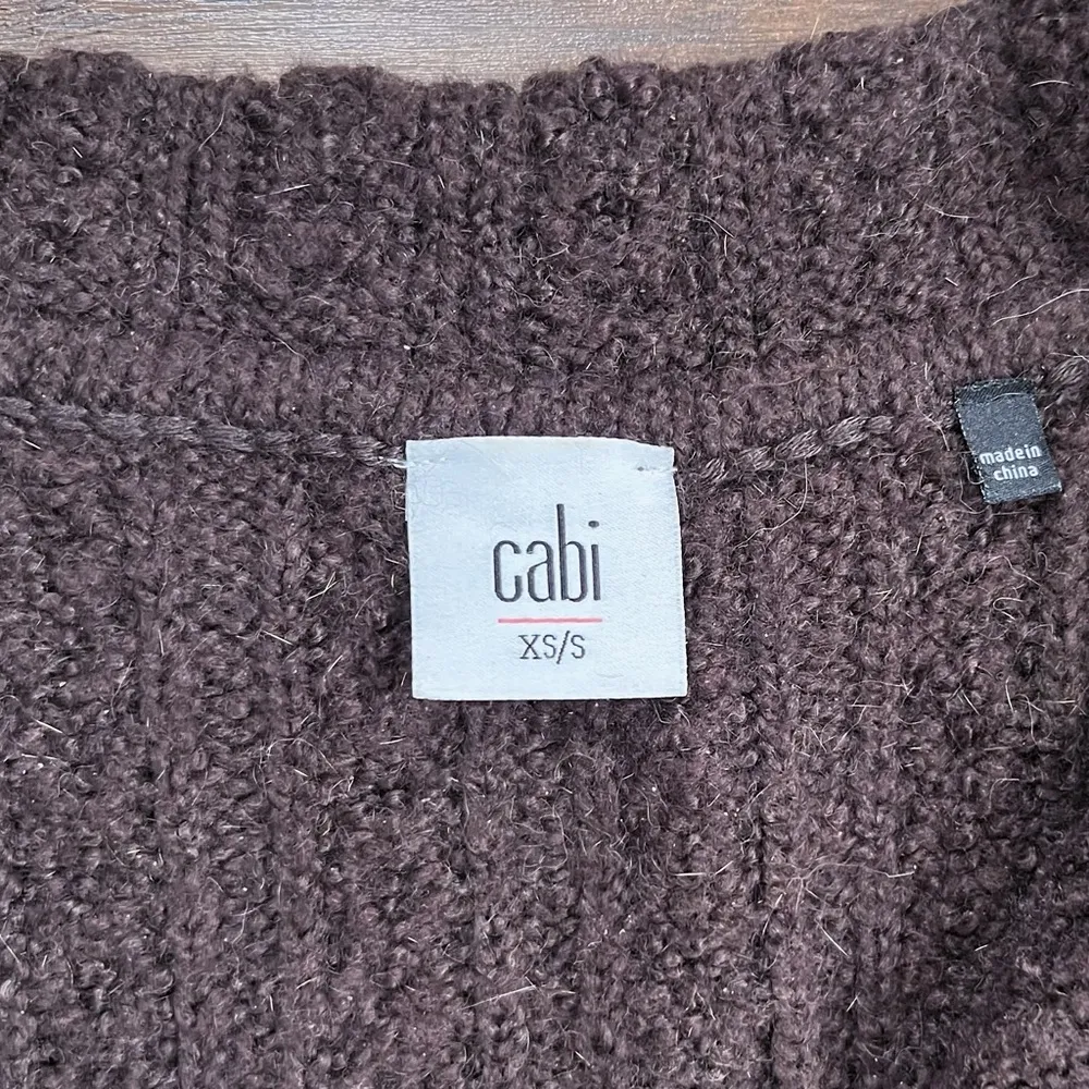 CAbi • Repose Cape #3702 cardigan sweater open Ganache brown chunky knit - Image 5