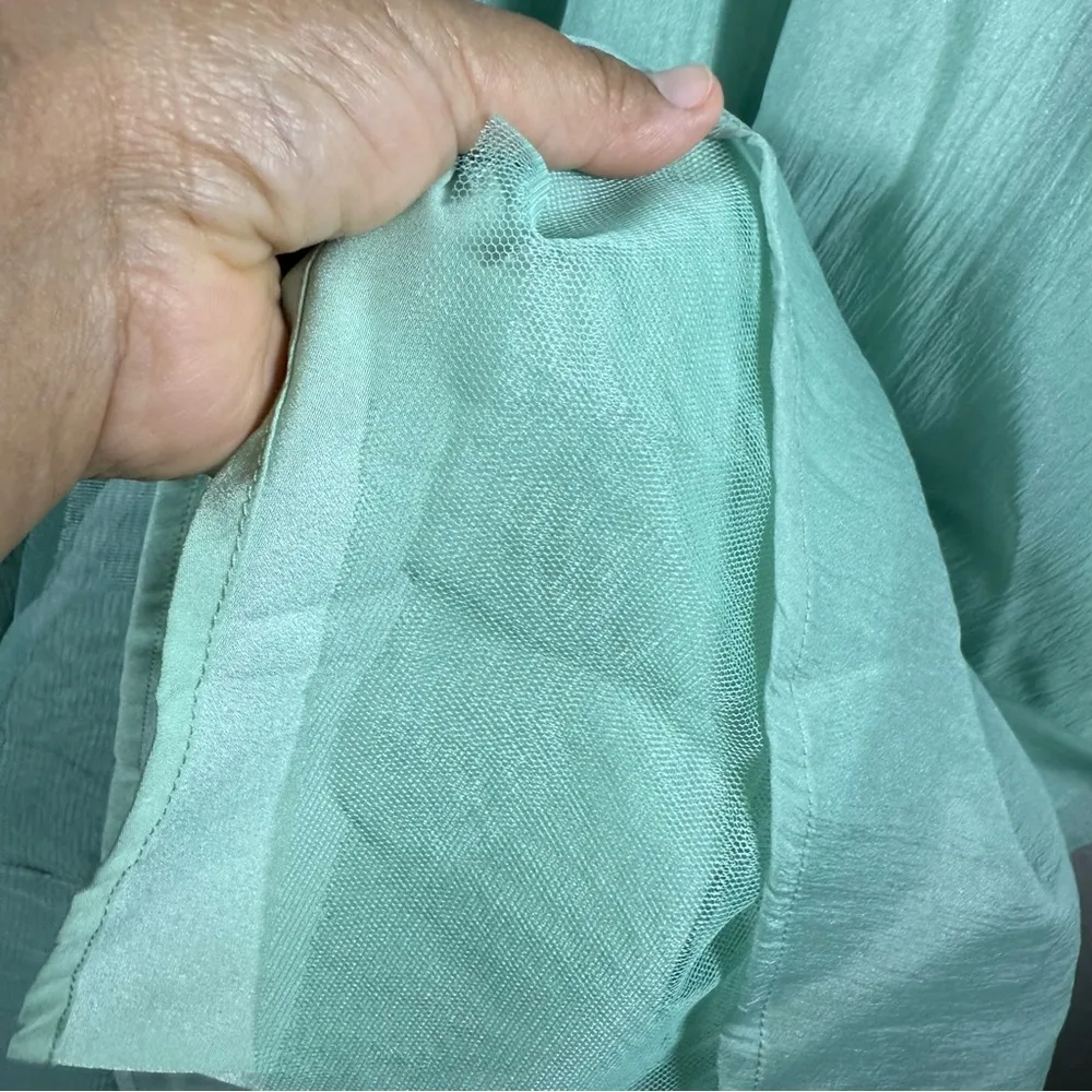 Fairytale design sage green organza strapless dress SZ:L - Image 9