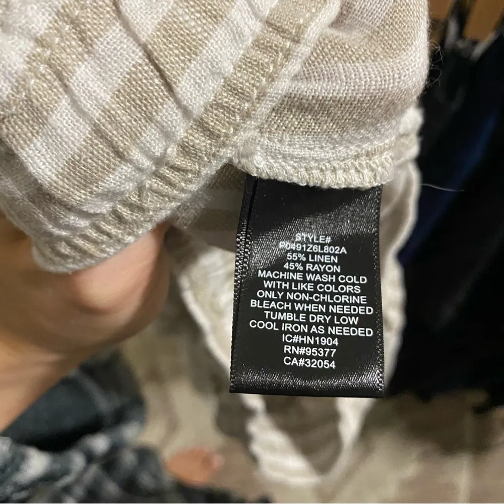 Sanctuary x Anthropologie Tan Linen Blend Striped Pants size Small - Image 10