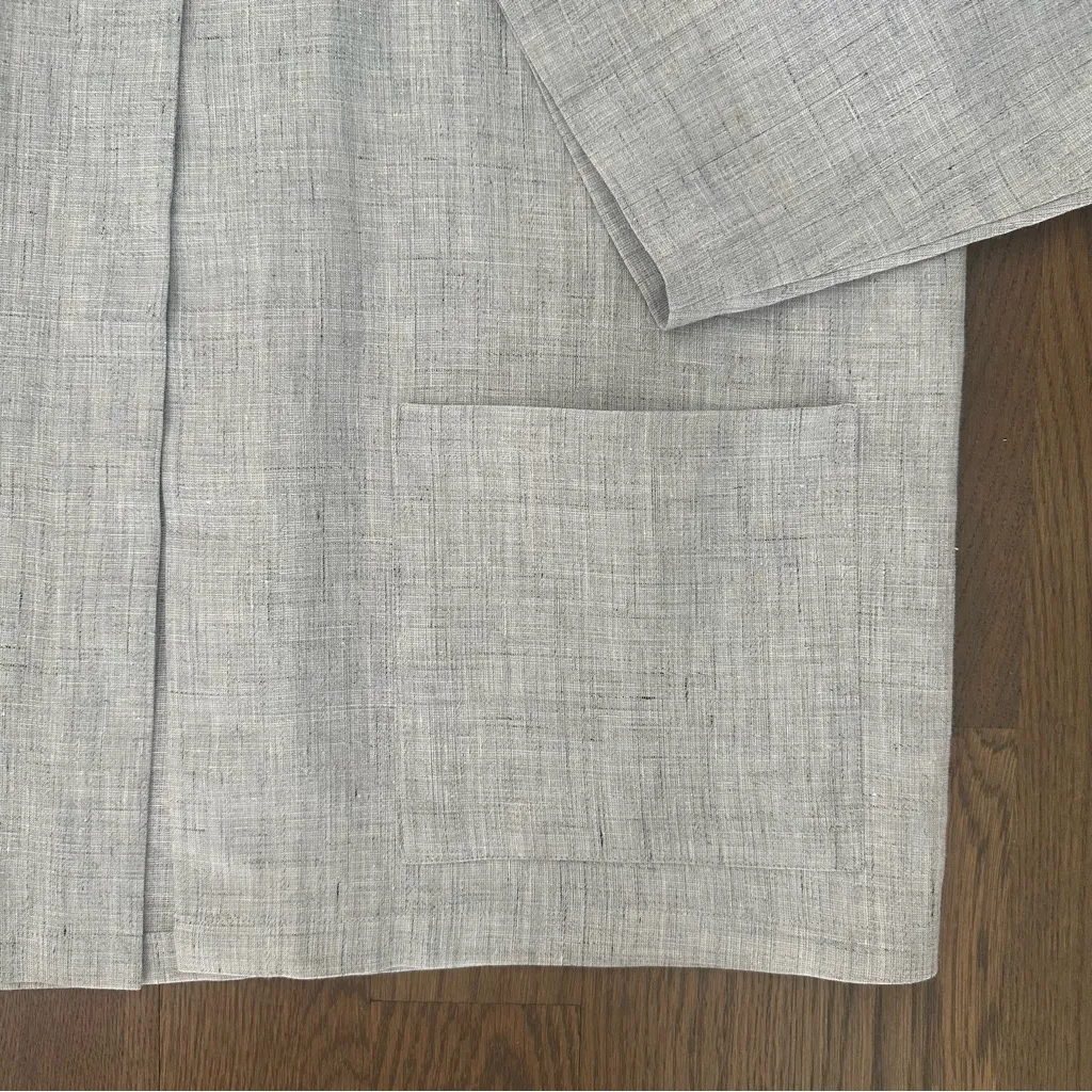 Vintage Single Button 100% Linen Chore Jacket in Heather Grey Blue 6 / Medium - Image 3