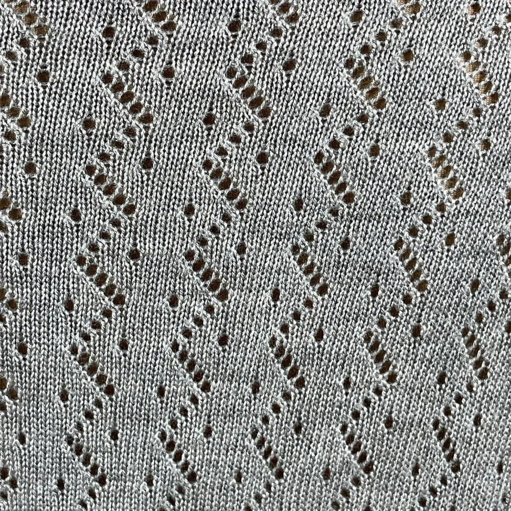 Joan Vass Open Front Cardigan Sweater Short Sleeve Light Gray Size L Large - Image 4