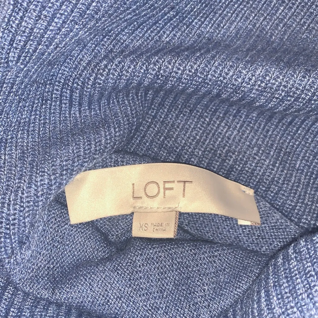 LOFT Heathered Denim Blue Cowl Neck Soft Tunic Sweater Women’s XS Extra Small - Image 5