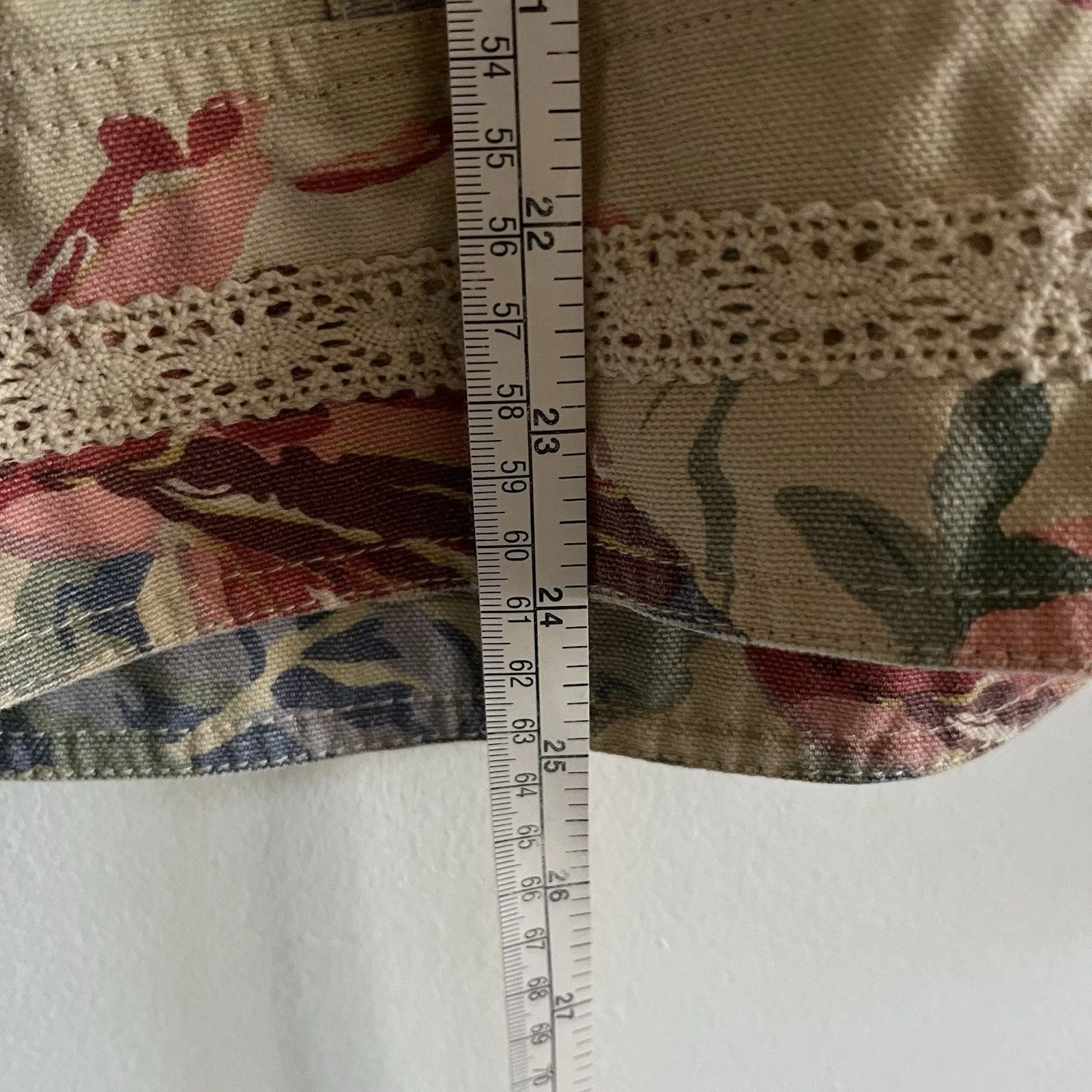 Vtg 90s Streetwear Womens XL Lace Flower All Over Print Canvas Trucker Jacket - Image 6