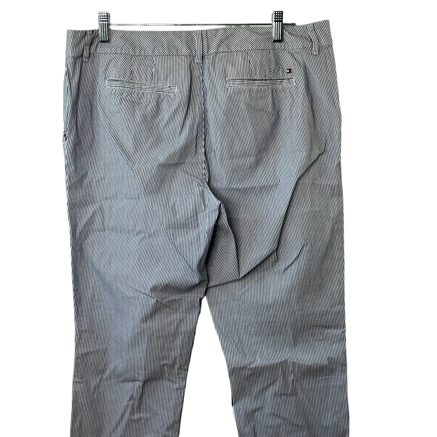Tommy Hilfiger Navy Blue & White Stripe Ankle A La Cheville Cuffed Pants Size 12 - Image 5