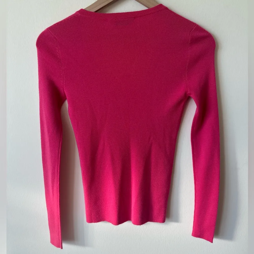 Prada Hot Pink V-Neck Ling Sleeve Sweater Size 40 - Image 5