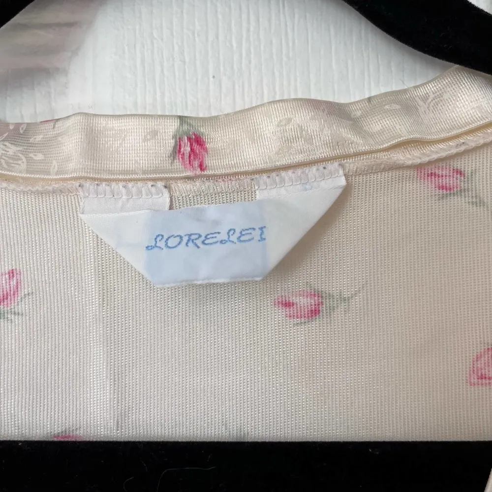 Vintage Lorelei Rosebud Print Full Length Robe w/Sash - Image 4