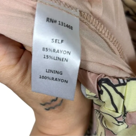 NWT Fate Floral Print‎ Open Back Jumpsuit Linen Womens Sz M Button Front Boho Yellow - Image 10