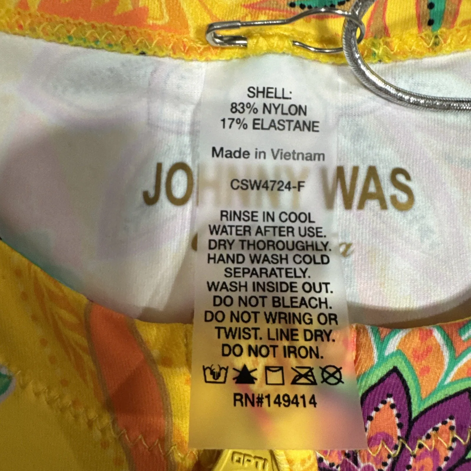 Johnny Was JWLA Sunshine and Flamingo Drawstring Surf Swim Shirt XS Yellow - Image 10